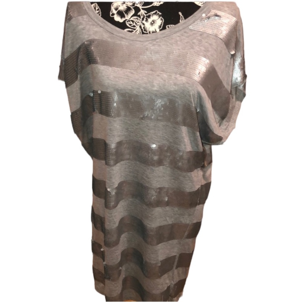Micheal Kors size 12 silver sequin scoop neck tee shirt dress